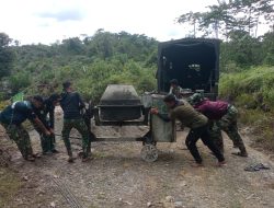Percepat Pembangunan Box Culvert, Satgas TMMD Ke-127 Nagan Raya Turunkan Mesin Molen