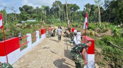 Satgas Gulbencal Kodam I/BB Rampungkan Pembangunan Jembatan Aramco di Desa Lalaona’a