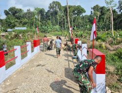 Satgas Gulbencal Kodam I/BB Rampungkan Pembangunan Jembatan Aramco di Desa Lalaona’a